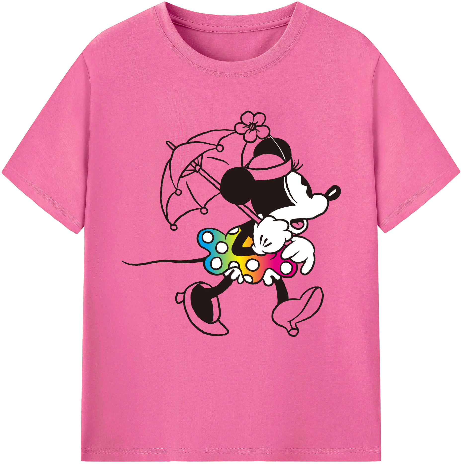 （画像用） ミッキーマウス Mickey Mouse レディースカジュアルプリントTシャツ（綿100％）